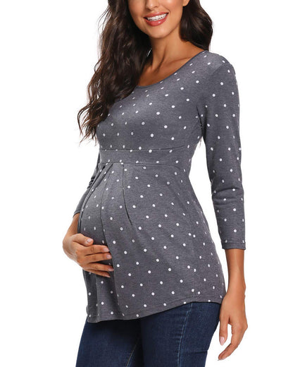 Love2Mi Maternity Tops 3/4 Sleeve Pregnancy T-Shirt Tunic Maternity Clothes for Women
