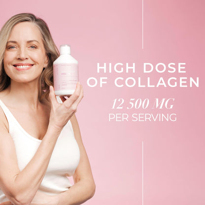 Swedish Collagen Deluxe | 12,500 mg Hydrolysed Marine Collagen Liquid Supplement - 500 ml, 20 Day Supply | Hyaluronic Acid, Biotin and Vitamin C for Healthy Hair, Skin, Nails and Joints | Sugar-Free