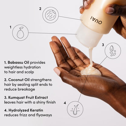 OUAI Medium Shampoo - Hydrating Shampoo with Coconut Oil, Babassu, Kumquat Extract and Keratin - Strengthens, Nourishes and Adds Shine - Paraben, Phthalate and Sulfate Free Hair Care Products - 300ml