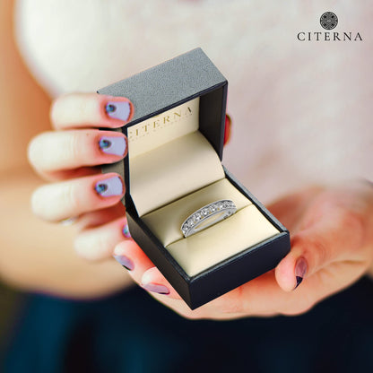 Citerna White Gold Ring - Premium Quality Gold Eternity Engagement Rings Embellished with Cubic Zirconia - Stunning and Durable Gold Rings for Women - Branded Box Included