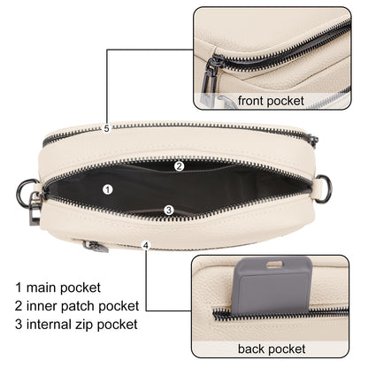 TIAASTAP Crossbody Bags for Women - Leather Handbags & Shoulder Bags with Adjustable Wide Strap Camera Cross Body Bag for Ladies Girls Travel Shopping Work Daily Use (Beige)