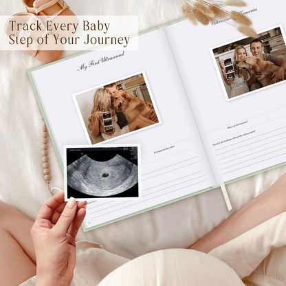 Lanpn My Pregnancy Journal Memory Book for First Time Mum, 156 Page Pregnant Announcement Must Have Planner Scrapbook, Mom to Be Keepsake Gift Pregnancy Tracking Diary for Expecting Parent Sage Green