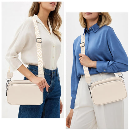 TIAASTAP Crossbody Bags for Women - Leather Handbags & Shoulder Bags with Adjustable Wide Strap Camera Cross Body Bag for Ladies Girls Travel Shopping Work Daily Use (Beige)