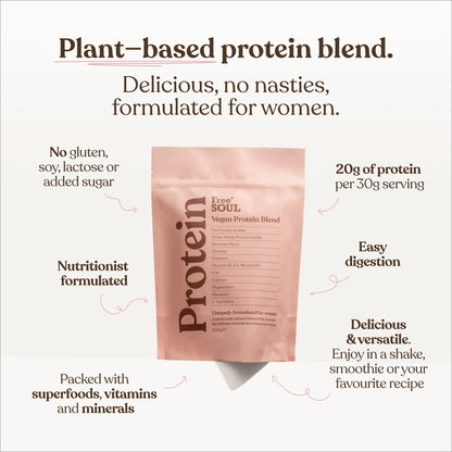 Free Soul Vegan Protein Powder | Formulated for Women | 600g | 20g Protein with Added Nutrients | Gluten & Soy Free Plant-Based Nutrition Shake | Pea & Hemp Isolate Protein | Vanilla Flavour