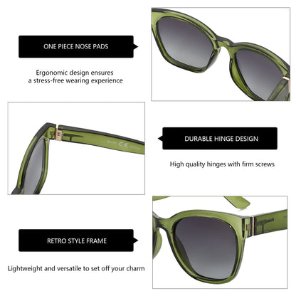 ZENOTTIC Cat Eye Polarised Sunglasses for Women - Oversized Sun Glasses UV400 Protection Retro Shades Designer Style