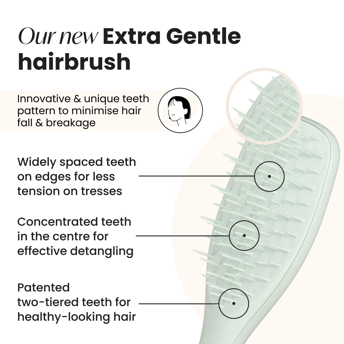 Tangle Teezer Extra Gentle Ultimate Detangler Hairbrush, Less Tension to Minimise Breakage, Effective and Extra Gentle Detangling, Safe for Uuse on Wet and Dry Hair, for All Hair Types, Eucalyptus