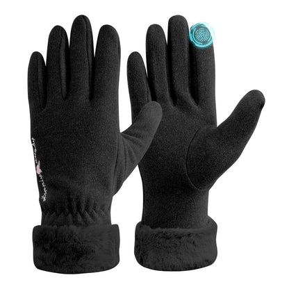 Fjquamitix Winter Thermal Gloves Womens Touch Screen Windproof Warm Gloves With Fleece Lining For Ladies Cold Weather Daily Driving Outdoor Activities Winter Gift For Women Wife Daughter (Black)