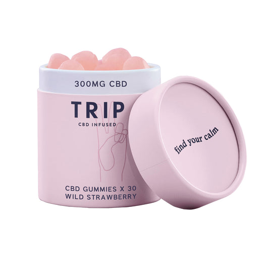 TRIP CBD Infused Gummies (30 Gummies). Delicious Natural Wild Strawberry Flavour. High Strength CBD Edibles. 300MG CBD – Vegan, THC-Free