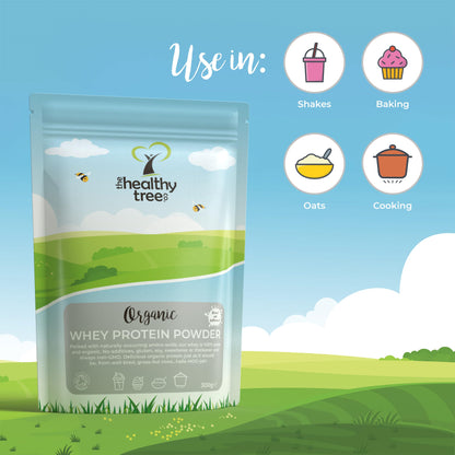 Organic Whey Protein Powder (300g) - Grass Fed Unflavoured Organic Protein Powder by TheHealthyTree Company - Low Carb Natural Protein for Muscle Growth & Recovery
