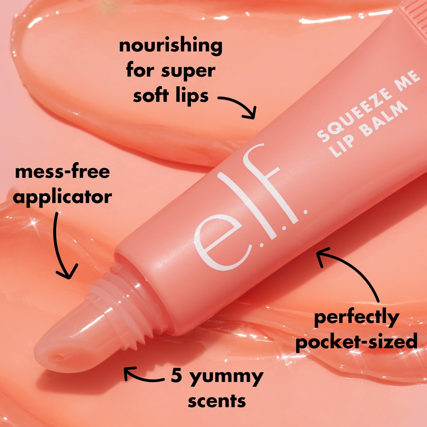 e.l.f. Squeeze Me Lip Balm, Moisturising Lip Balm For A Sheer Tint Of Colour, Infused With Hyaluronic Acid, Vegan & Cruelty-free, Strawberry