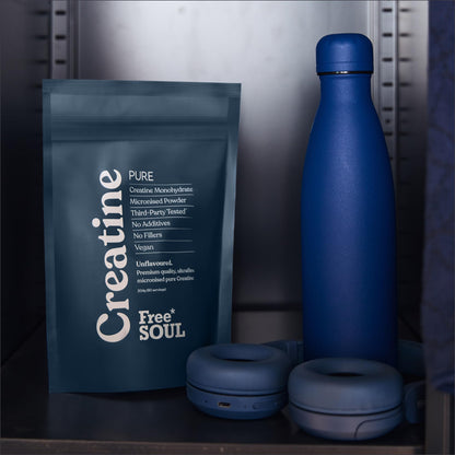 Creatine Monohydrate Powder | 100% Pure Micronised Creatine Monohydrate | Easily Dissolves | Unflavoured | Vegan | Lab-Tested | 60 Servings | Free Soul