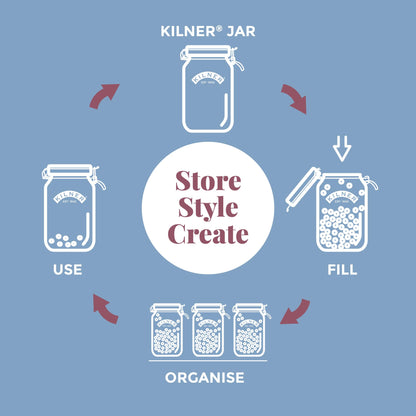 Kilner Clip Top Jar 1 Litre (1000 ml) Airtight Glass Storage Jar for Preserving Fruits Vegetables Coffee Tea Rice Flour Nuts Pasta