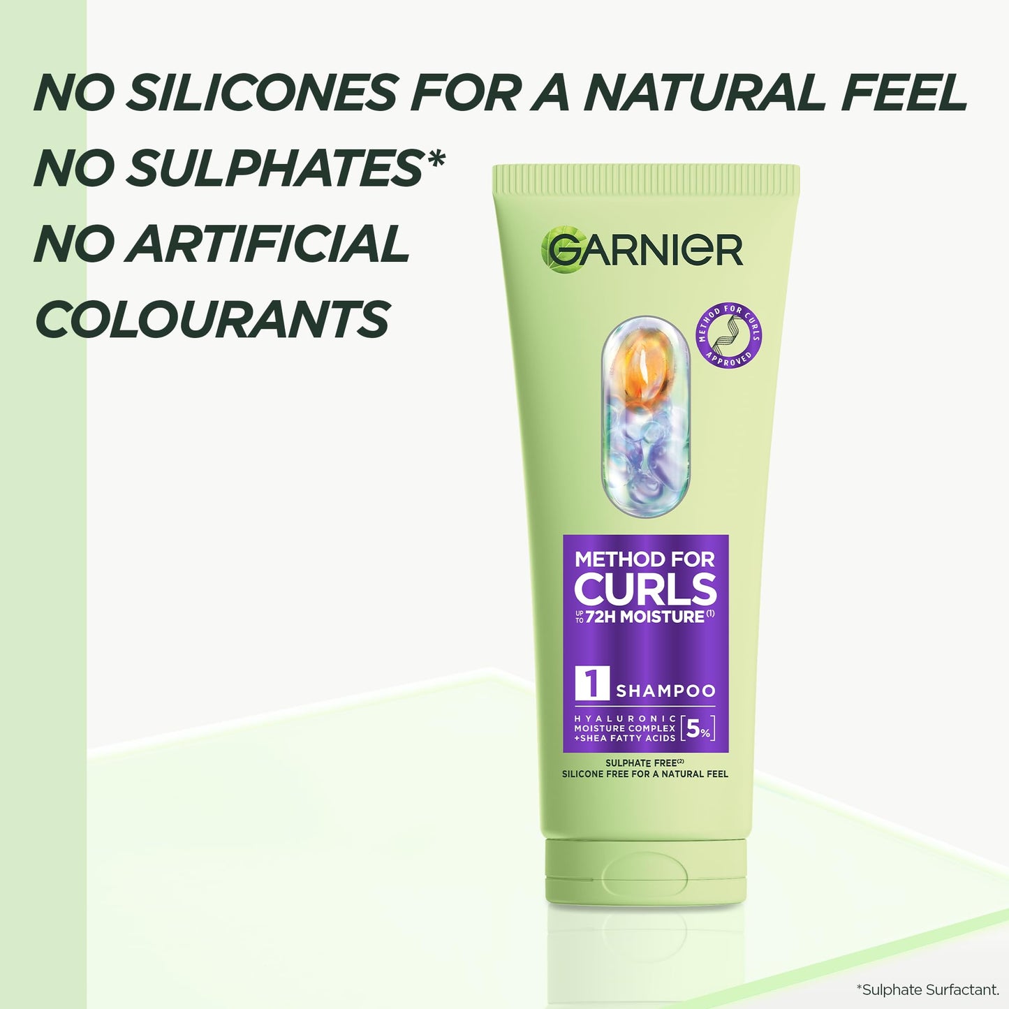 Garnier Method For Curls Moisture Shampoo, up to 7 days of moisture & curl definition. Designed, tested & approved on all curl types, including type 4 curls & coils. Silicone free, Vegan Formula,150ml