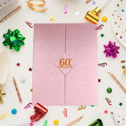 back in 1965 UK Poster 60th Birthday Gifts for Women, Happy 60th Birthday Decoration Supplies for her 60 Years Old Mum Aunt Friends, Folded,Pink