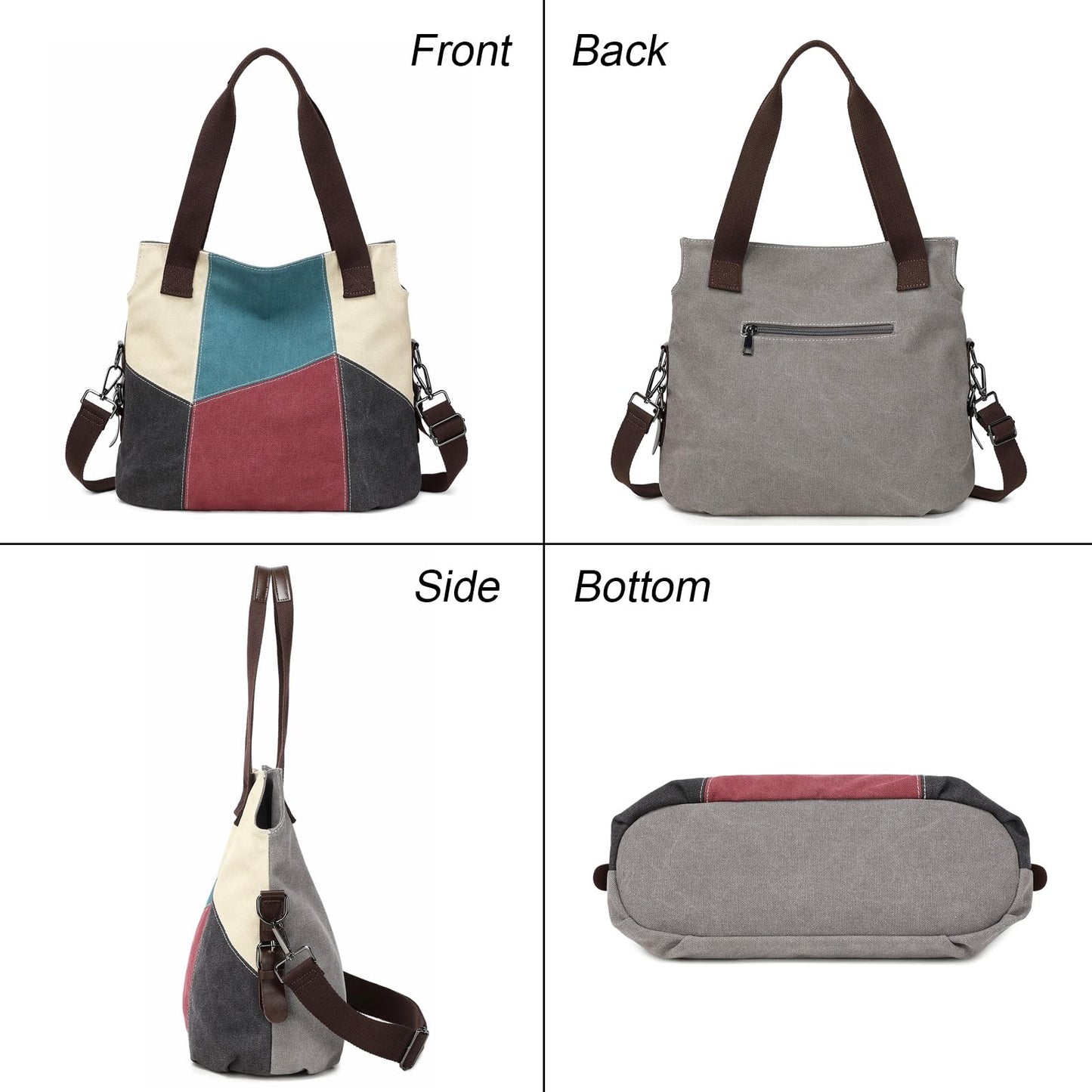 SIVENKE Women's Canvas Handbag, Casual Shoulder Bag, Retro Canvas Hobo Bag, Shopper Bag, red, Casual, retro