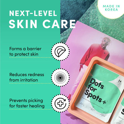 Dots for Spots Pimple Patches - Pack of 24 Translucent Hydrocolloid Spot Treatment Stickers for Face - Fast-Acting, Vegan & Cruelty Free - Korean Skin Care