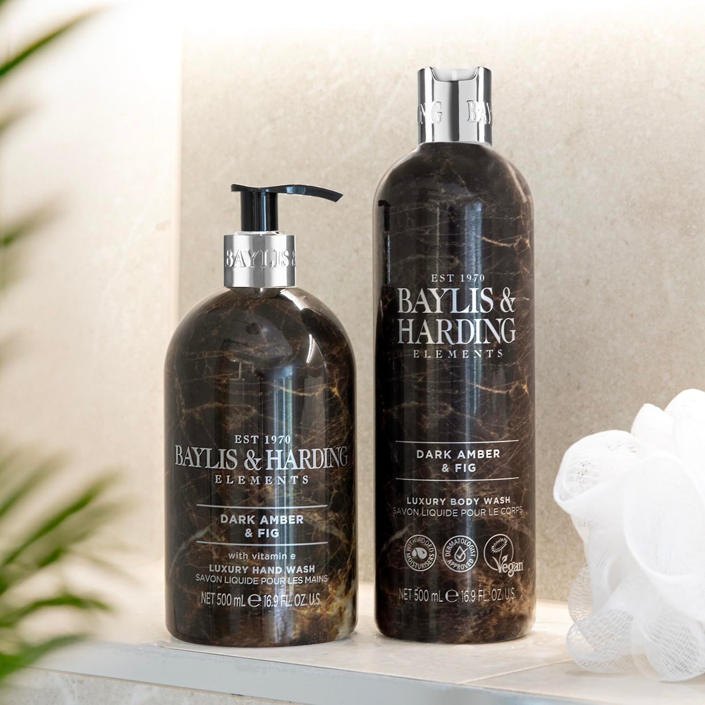Baylis & Harding Dark Amber & Fig Elements Hand Wash, 500 ml (Pack of 3) - Vegan Friendly