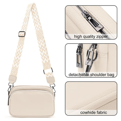 TIAASTAP Crossbody Bags for Women - Leather Handbags & Shoulder Bags with Adjustable Wide Strap Camera Cross Body Bag for Ladies Girls Travel Shopping Work Daily Use (Beige)