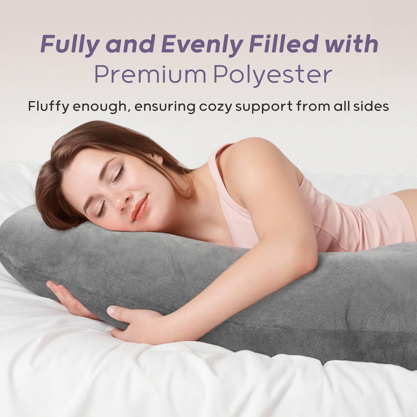 Nuliie Pregnancy Pillow for Sleeping, U Shaped Full Body Pillow Pregnancy Pillows, Maternity Pillow Support for Back, Hips, Legs for Pregnant Women, With Washable Velvet Cover (Grey)