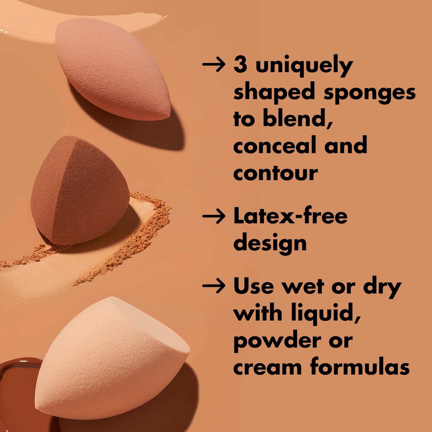e.l.f. Total Sponge Set, Multi-use Makeup Sponge Set For Flawless Blending, Great For Powder Or Liquid Concealer & Foundation, Vegan & Cruelty-Free