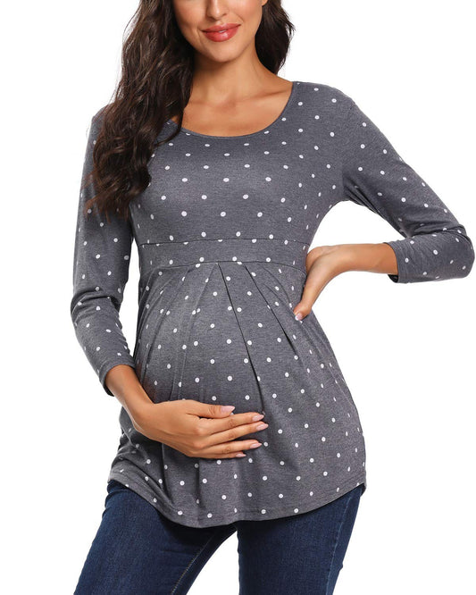 Love2Mi Maternity Tops 3/4 Sleeve Pregnancy T-Shirt Tunic Maternity Clothes for Women