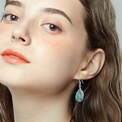 Abalone Shell Dangle Earrings for Women 925 Sterling Silver Celtic Teardrop Earrings Jewellery Gifts for Women Ladies Lovers Mothers Day Gifts for Mum Mom Mother