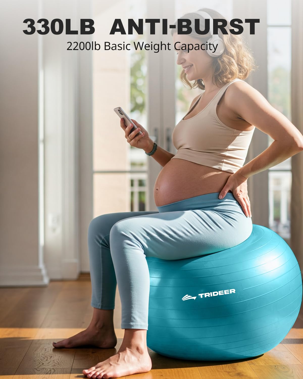 Trideer Extra Thick Exercise Pregnancy Ball, Anti-Burst Gym Ball, Swiss Ball with Pump for Yoga, Labour, Pilates, Fitness, Stability