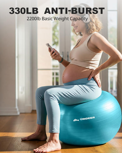 Trideer Extra Thick Exercise Pregnancy Ball, Anti-Burst Gym Ball, Swiss Ball with Pump for Yoga, Labour, Pilates, Fitness, Stability