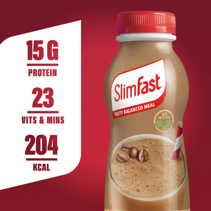 SlimFast Ready To Drink Cafe Latte Shake, 6 x 325ml