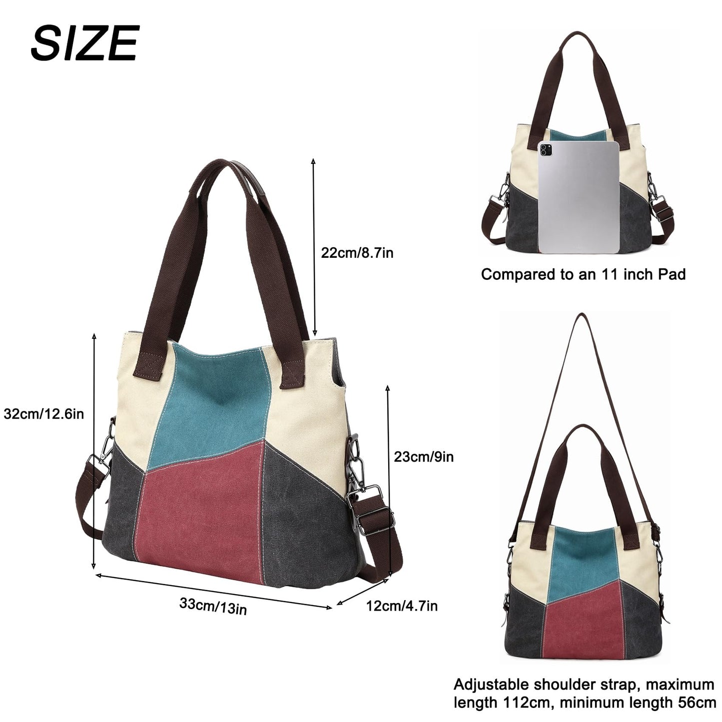 SIVENKE Women's Canvas Handbag, Casual Shoulder Bag, Retro Canvas Hobo Bag, Shopper Bag, red, Casual, retro