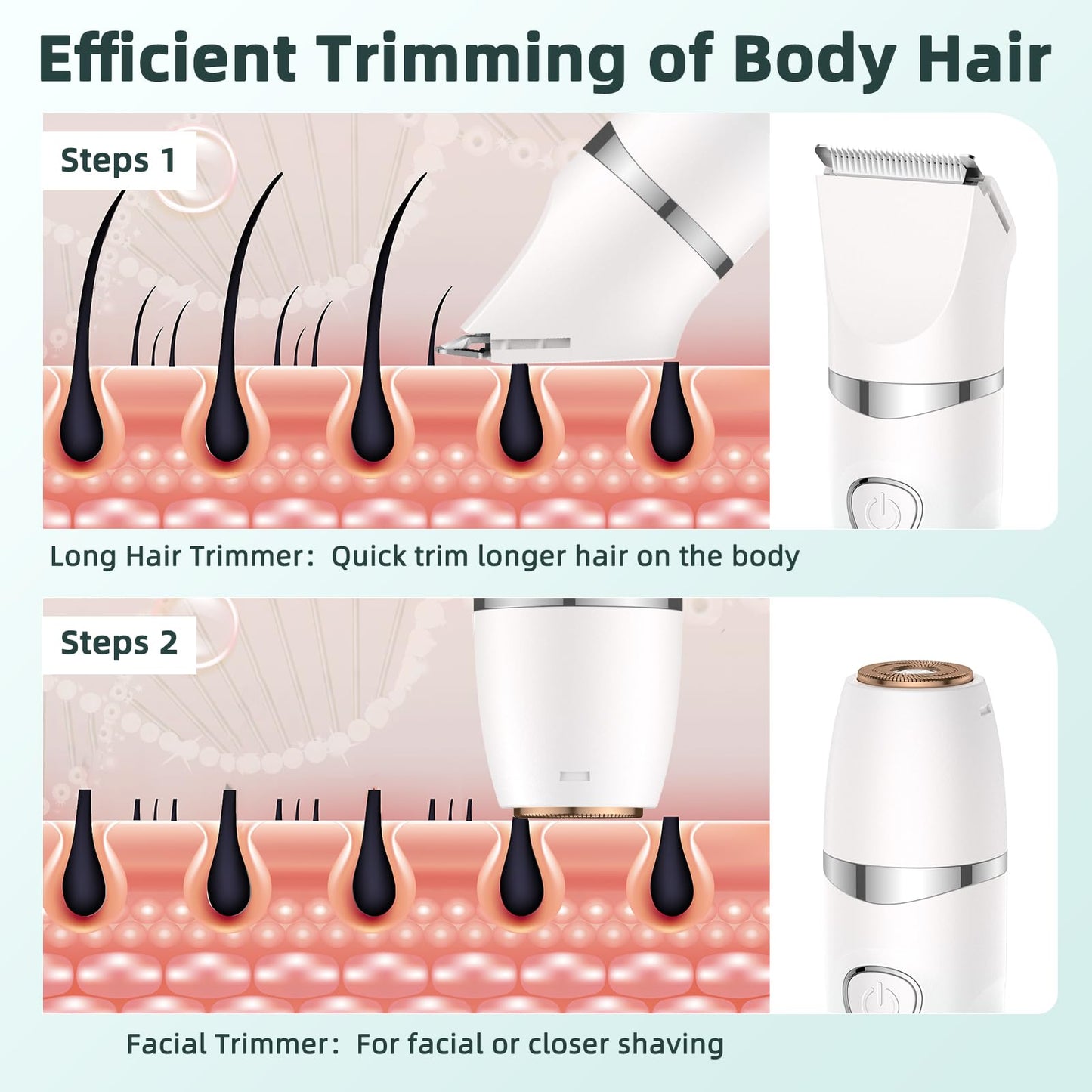 Lady Shaver for Women,3-in-1 Wet & Dry Use Bikini Trimmer for Women,Electric Painless Razor for Legs,Body,Private Area,Sensitive Skin (White)