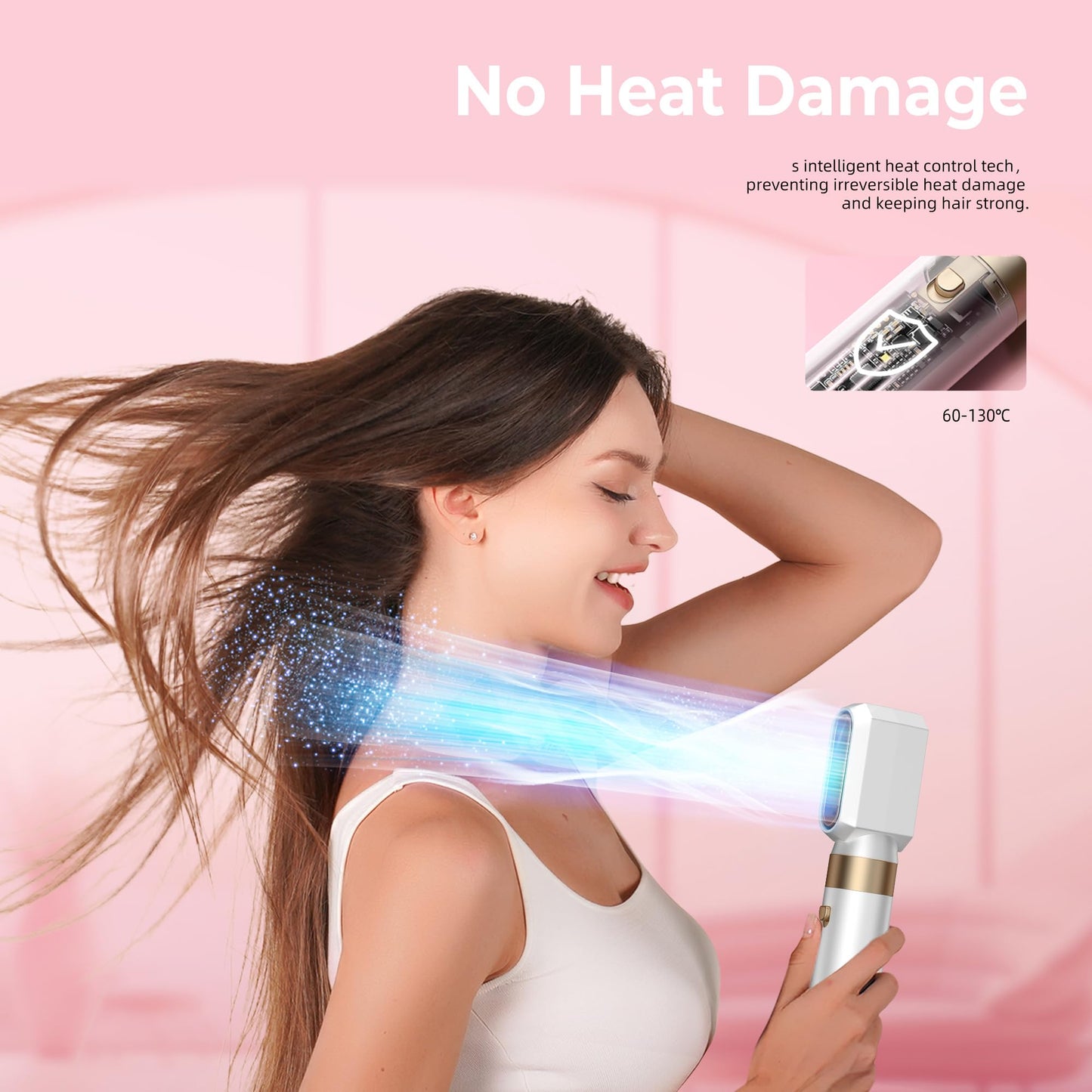 Airbrush 6 in 1 Hair Styler Mogawave Magic Styler Airstyler Hair Dryer Brush Magic Styler 1000W Blow Dryer Brush Set with Air Curler, Straighten, Volumise, Smooth, Air Stylers for Women