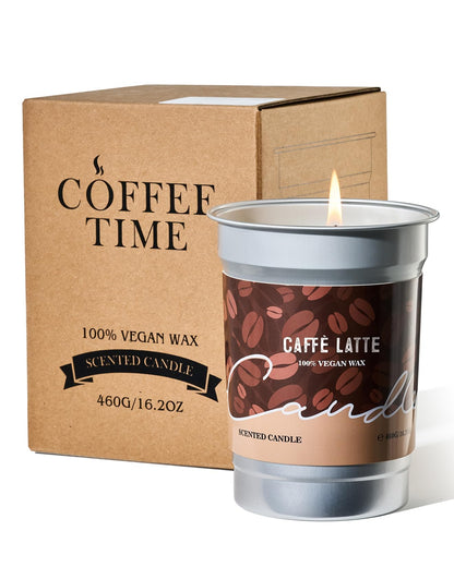 M&SENSE Coffee Candle 460g, Caffe Latte Scented Candles, 99 Hours Long Burning, Organic Soy Wax Candles for Cafe, Bedroom, Kitchen, Sleep Candle Gift for Men & Women