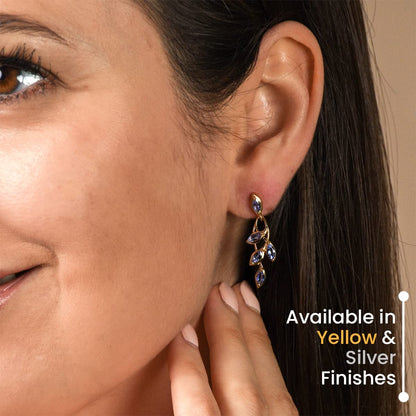 TJC Tanzanite Drop Dangle Earrings for Women in 14ct Gold Plated 925 Sterling Silver for Girlfriend Wife Mother Blue Coloured December Birthstone