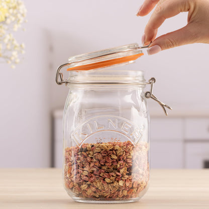 Kilner Clip Top Jar 1 Litre (1000 ml) Airtight Glass Storage Jar for Preserving Fruits Vegetables Coffee Tea Rice Flour Nuts Pasta