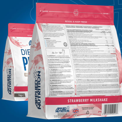 Applied Nutrition Diet Whey - High Protein Powder Supplement, Low Carb & Sugar, for Weight Management with CLA, L Carnitine, Green Tea (1kg - 40 Servings) (Strawberry Milkshake)