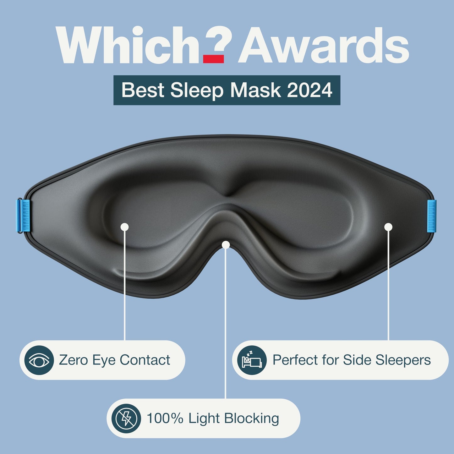 MyHalos® 100% Blackout Sleep Masks for Women & Men - Zero Eye Pressure Eye Mask for Sleeping -Our Halo Sleep Mask Includes a Storage Pouch- Black Eye Mask for Travel or Blindfold
