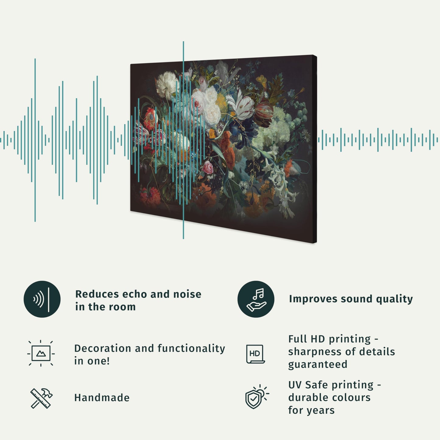 murando - Art Set of 3 Canvases Wall Art Geometric Circle 120x60 cm (3 pcs. 40x60 cm each) Acoustic Wall Multi Part Canvas - 3 Piece - Room Decor Print Living Room - Dark Green a-H-10131-b-a