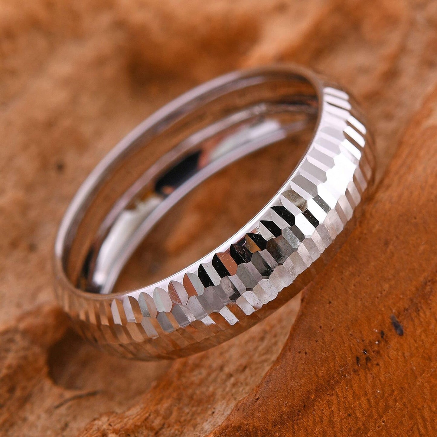 TJC 9ct White Gold Band Ring for Women Size K
