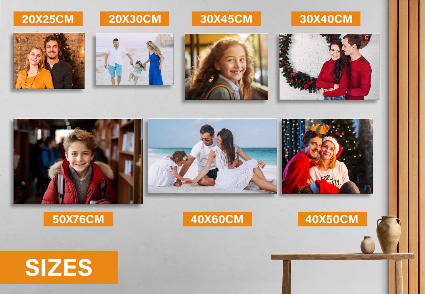 Personalised Canvas Prints Photo Pictures for Wall Gifts Custom Framed Family Birthday & Pet Prints Holiday Memory (20x25cm (8x10in))
