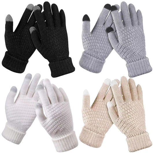 BDSHUNBF 4 Pairs Women's Warm Touchscreen Gloves, Elastic Cuff Anti-Slip Gloves for Texting and Winter