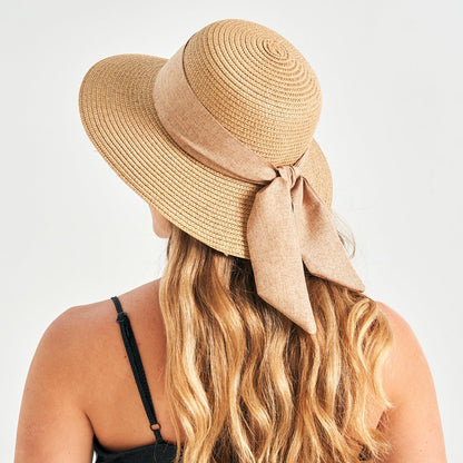 Gajaous Beach Sun Hats for Women UPF 50+, Wide Brim Straw Hat for Women with Bow Decoration, Lightweight Foldable Packable Summer Travel Straw Sun Hat