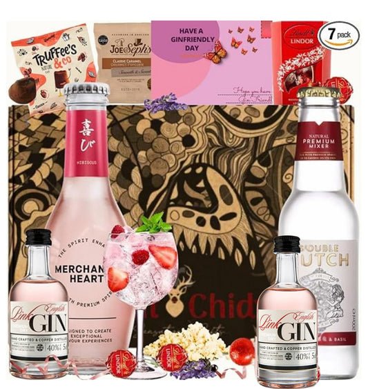 The Pink Gin Gift Set Hampers for Women, Birthday Gin Gifts for her with Chocolate Gifts for Her - The BestFriend Gifts for Women