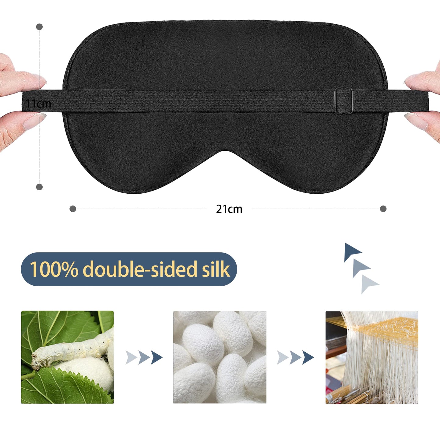 townssilk 100% Silk Sleep mask with Adjustable Strap,Comfortable and Super Soft Eye mask Ultimate Sleeping aid,blindford Golden Moon