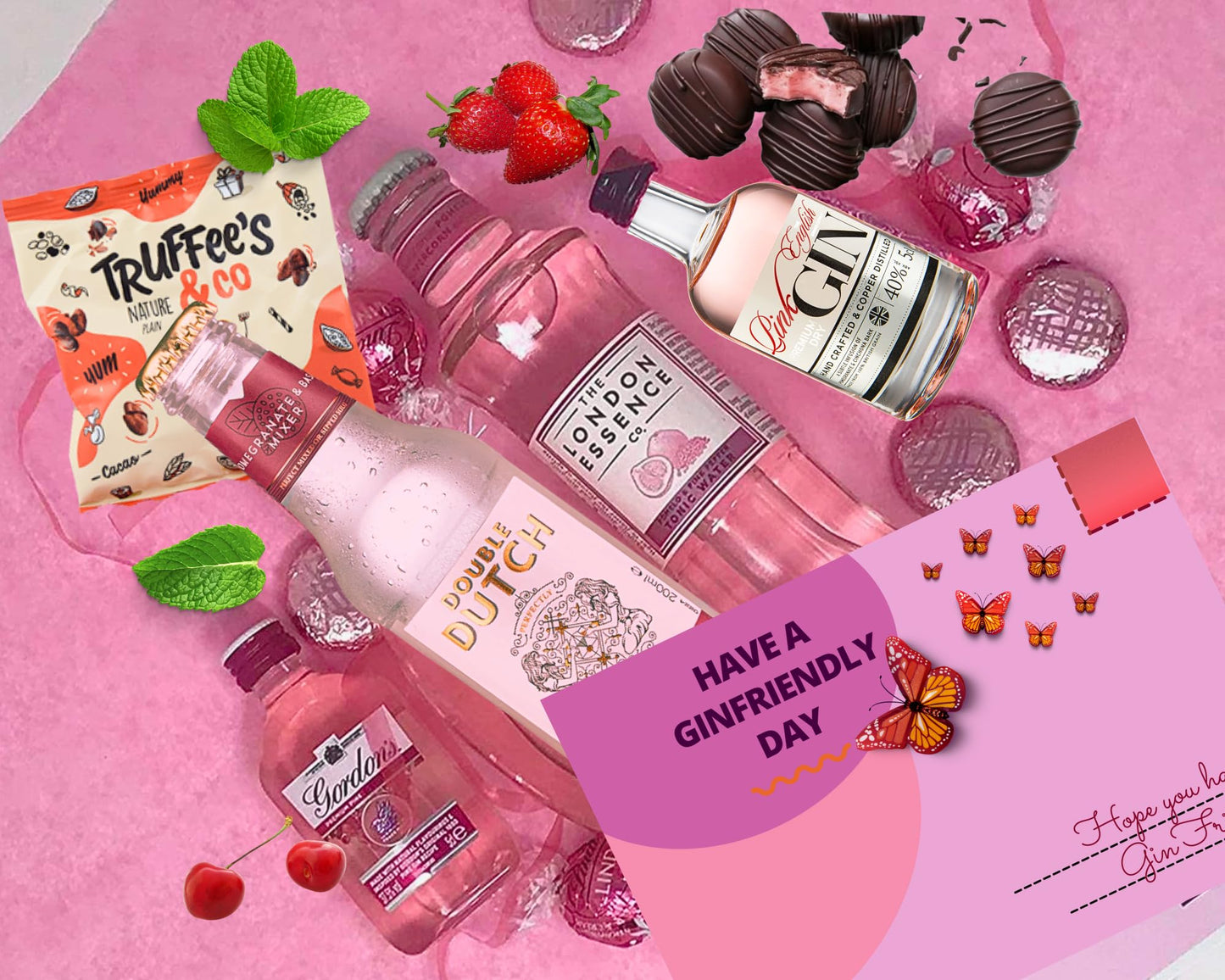 The Pink Gin Gift Set Hampers for Women, Birthday Gin Gifts for her with Chocolate Gifts for Her - The BestFriend Gifts for Women