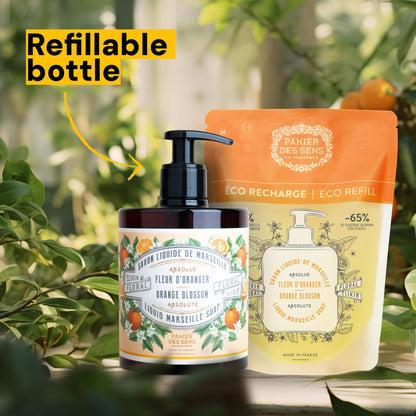 Panier des Sens - Liquid Hand Soap – Orange Blossom Soothing HandWash – With Olive - Savon de Marseille Made in France - Organic Hand Wash 96% Natural Ingredients - Vegan Soap 500ml
