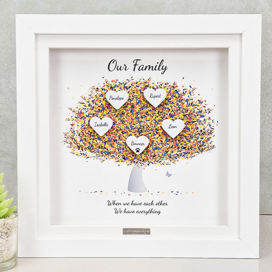 Our family tree | Framed family tree Print | Personalised Family Tree Gift Frame | 3D Family Tree Picture Frame Present Family Gift Christmas