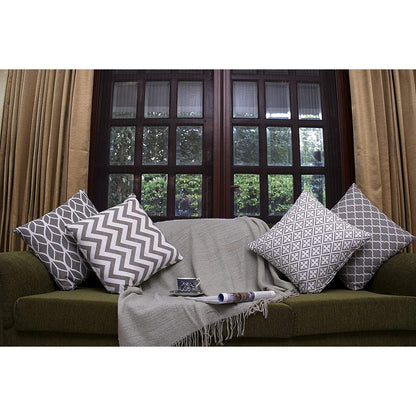 Penguin Home Set of 4 100% Slub Cotton Fabric Cushion Covers 45cm x 45cm Double Sided Square Pillow Covers with Invisible Zipper Pillow Cases for Living Room, Bedroom, Sofa (Grey)
