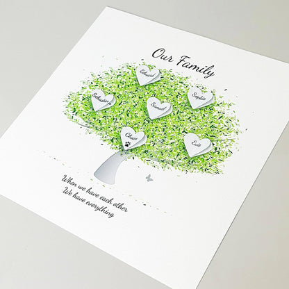 Our family tree | Framed family tree Print | Personalised Family Tree Gift Frame | 3D Family Tree Picture Frame Present Family Gift Christmas