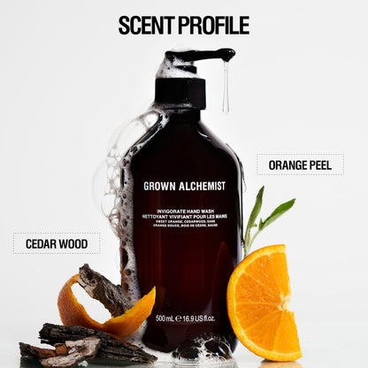 Grown Alchemist Invigorate Luxury Hand Wash - Orange, Cedarwood, Sage, Organic Hand Soap - Natural Vegan Bioactive Botanicals for Sensitive Skin, Moisturising, Hydrating - Liquid Gel Handwash 300 ml